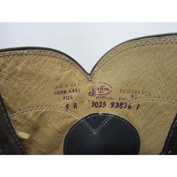 Justin Mens Sz 9 A Narrow Width Roper Gray Leather Roper Cowboy Western Boots